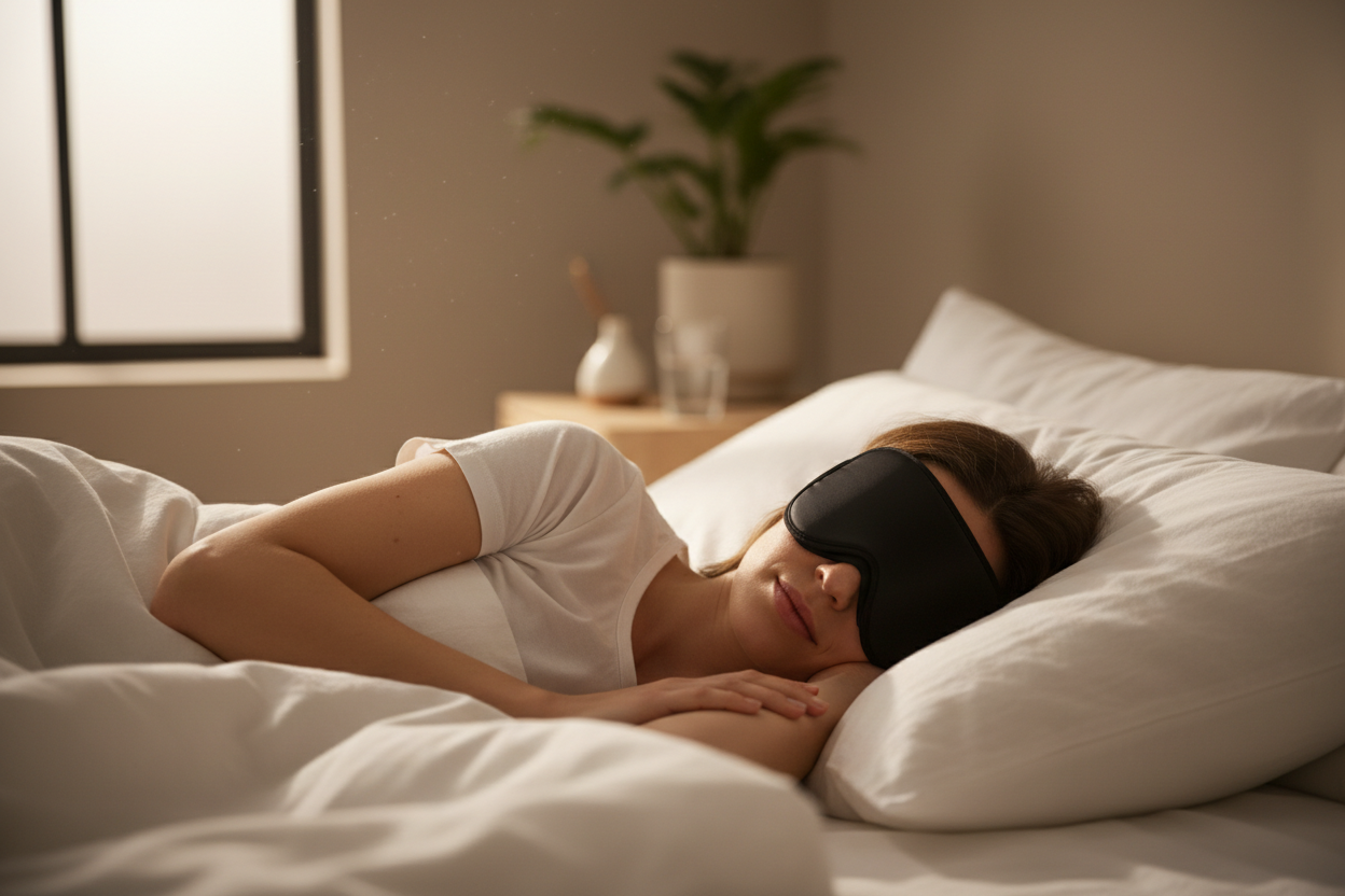 3D Black Sleep Mask Lifestyle